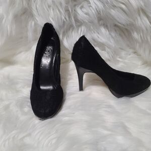 Pleasures 4 inch Black lace heels
